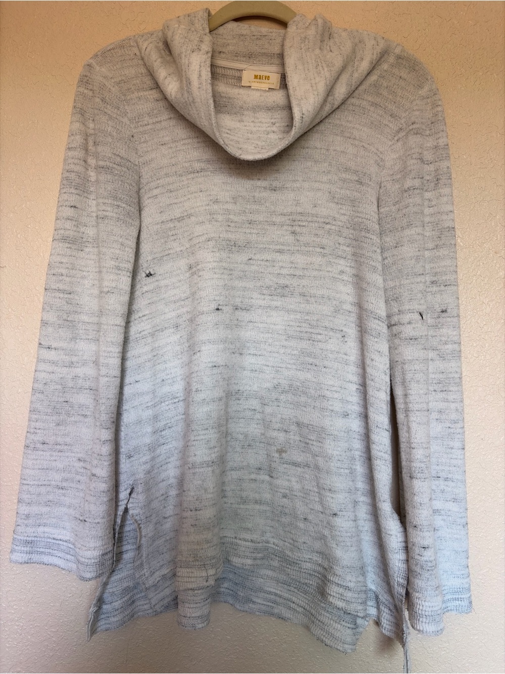 Anthropologie Heathered Light Gray Cowl Neck Sweater